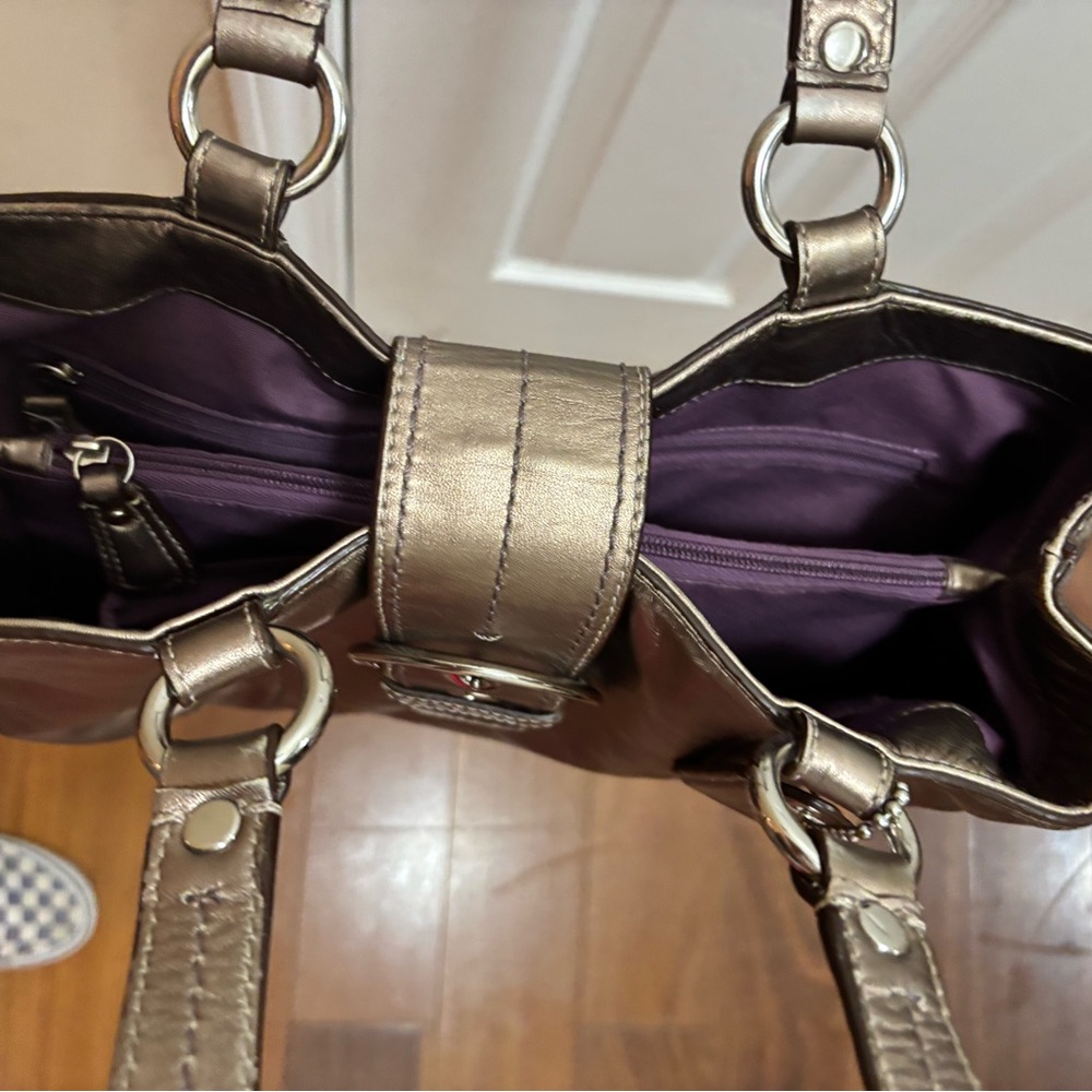 Coach Y2K M1159-F18751 SoHo Large Metallic Bronze Leather Buckle Flap Hobo EUC - Picture 12 of 13